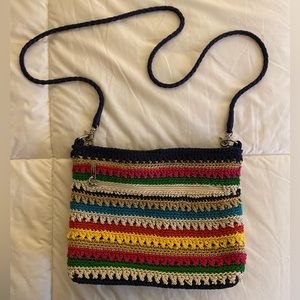 Crossbody crochet multi color bag